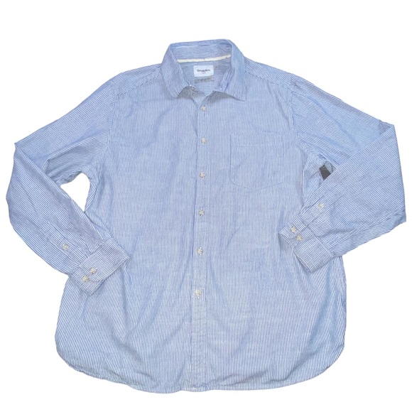 Goodfellow & Co Other - Goodfellow & Co Blue White Striped Button Down Cotton Shirt - Men’s XL